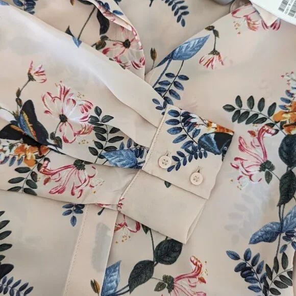 *NWT* H&M Pink/beige colored, floral Blouse, Size 4 - Picture 6 of 6